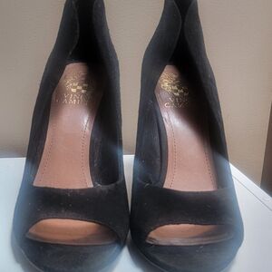 Vince Camuto Suede Open Toe Heels